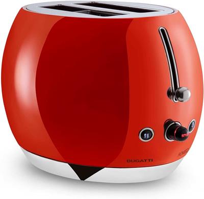 BUGATTI  BUGATTI-Romeo-Toaster, 7 níveis de torrar, 4 funções-Pinças não incluídas-870-1035W-Vermelho